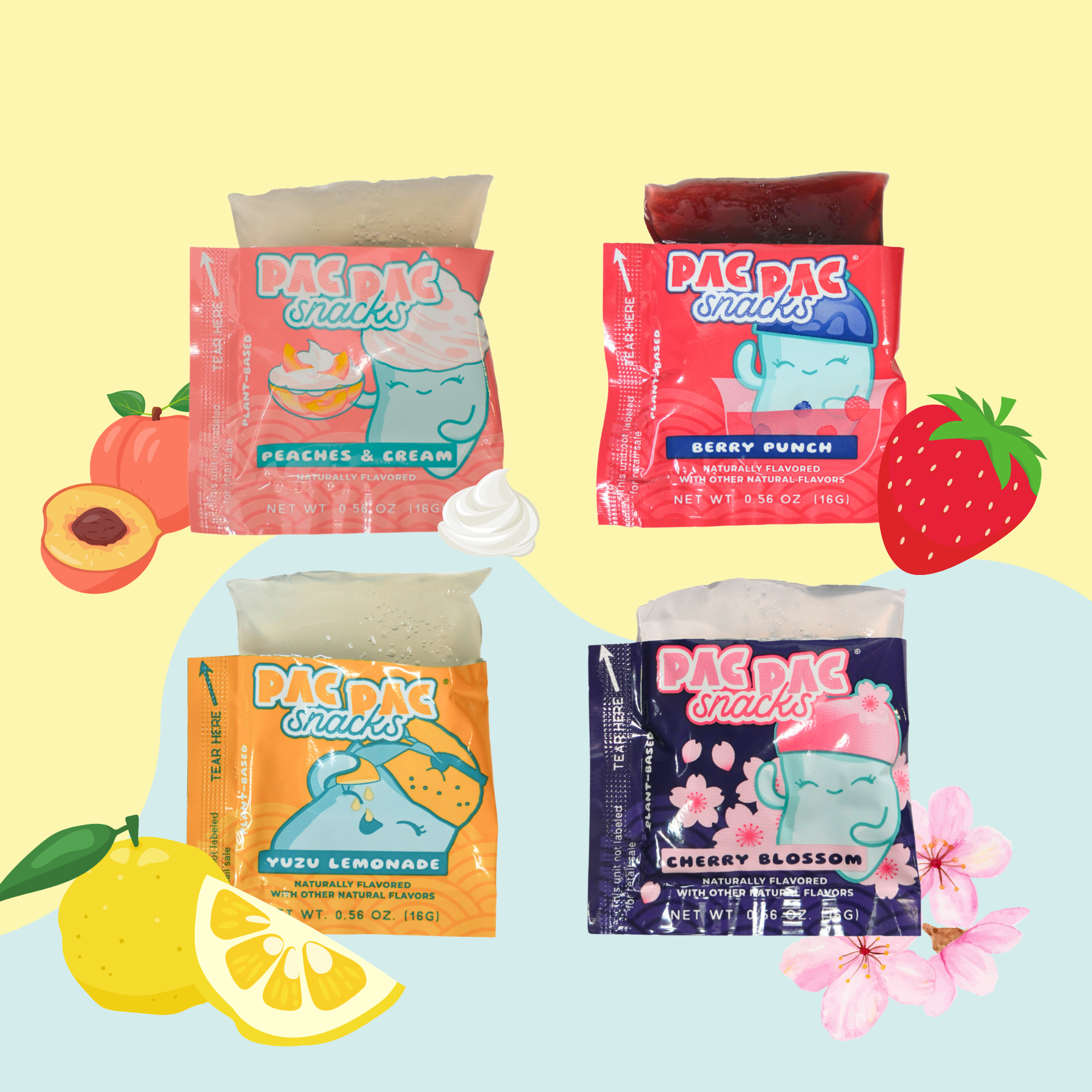 Individual sachets from Pac Pac all-natural variety pack konjac chews
