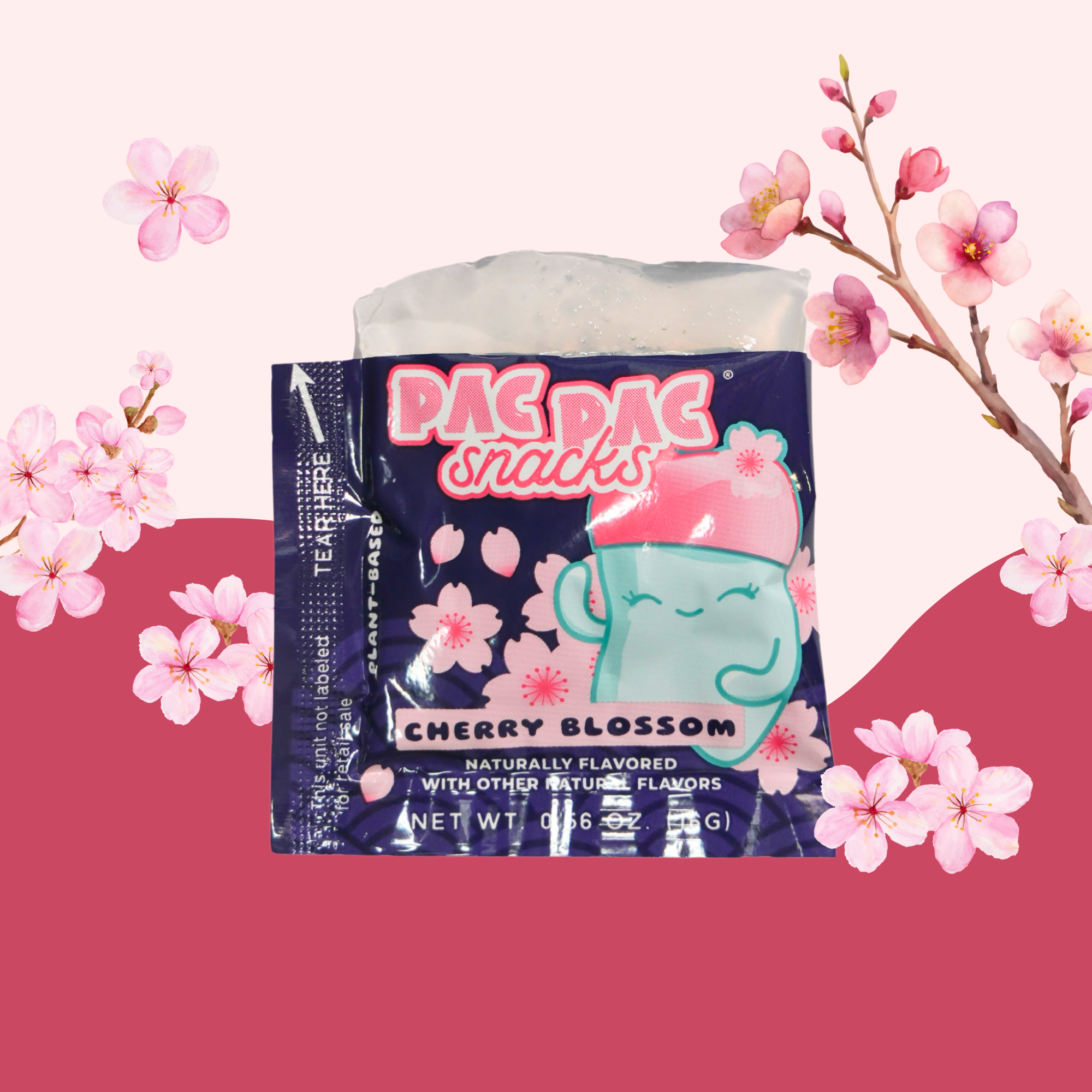Single sachet of Pac Pac cherry blossom flavor konjac chews