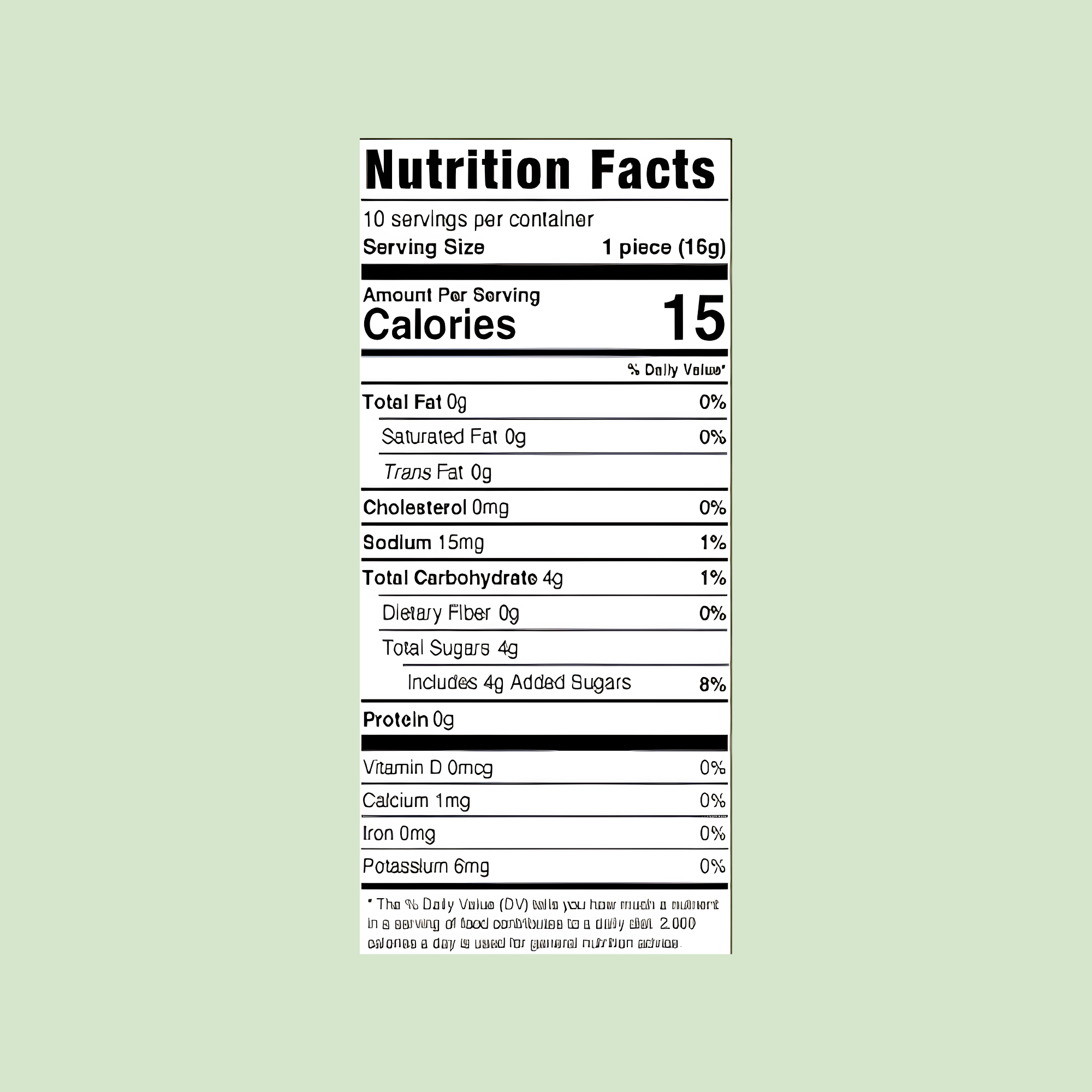 Back panel of Pac Pac matcha konjac chews bag showing nutrition facts and ingredients.